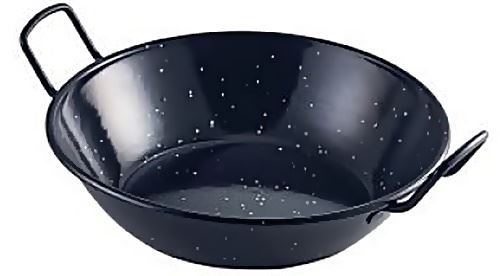 Black enamel frying dish - dish, pan