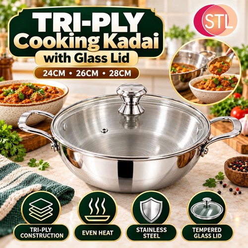 Stainless steel kadai karahi - stainless,