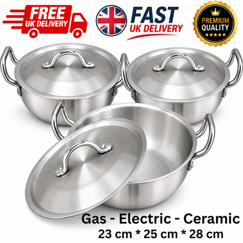 3pcs stainless steel karahi - stainless,