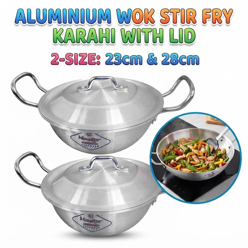 Aluminium wok stir fry karahi - aluminium,