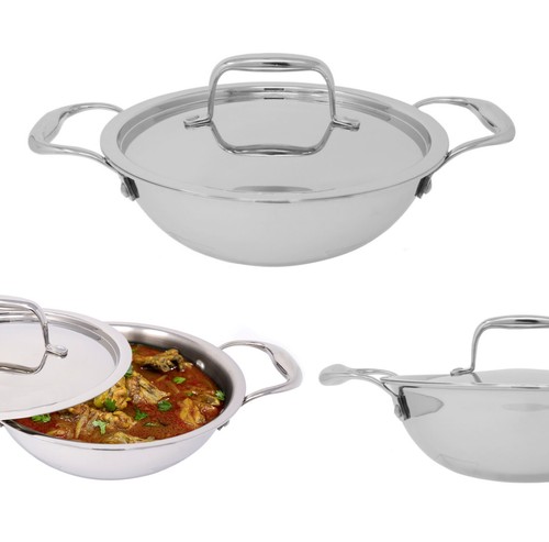 Stainless steel kadai karahi - stainless,