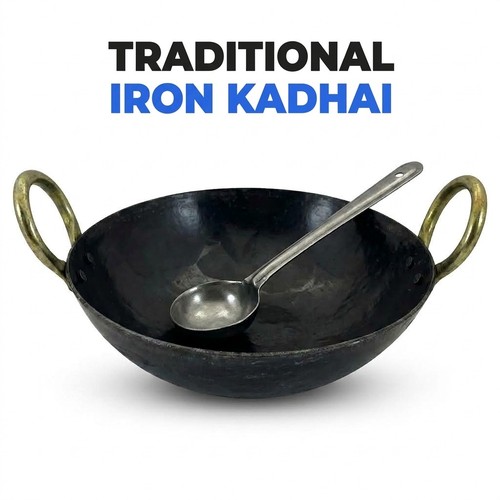 Round cast iron kadai two - 11",