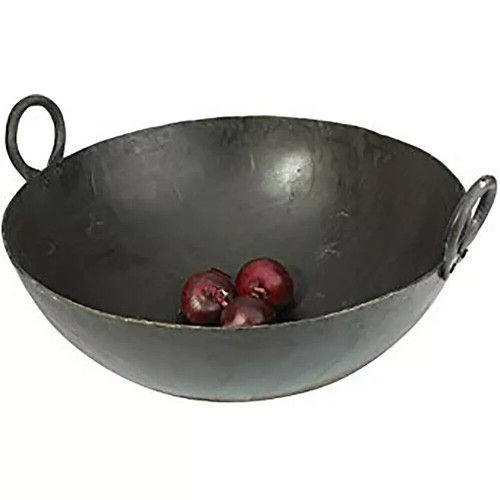 Natural iron wok karahi kadai - natural,