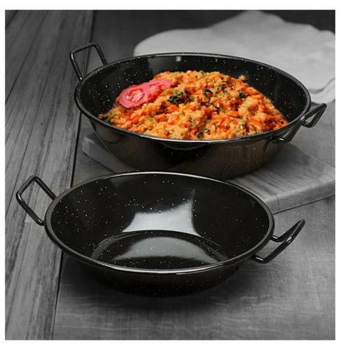 32cm black enamel karai wok - 32cm,