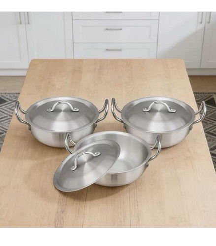 3pcs karahi wok pan - wok, lid